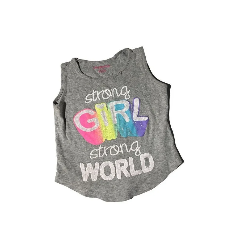 Dreamstar Grey Yellow Sleeveless Strong Girl Love Pullover Tank Set Size Large